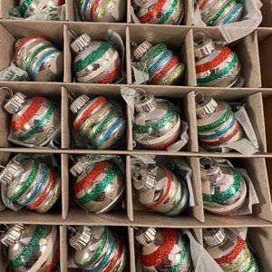 Christmas ornaments Radko Shiny Brite set of 20 glass glitter miniature shapes